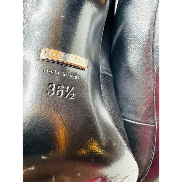 GUCCI Black Leather Crystal Embellished Ankle Strap Pointed Toe Pump Heel EU36.5 - Picture 4 of 13